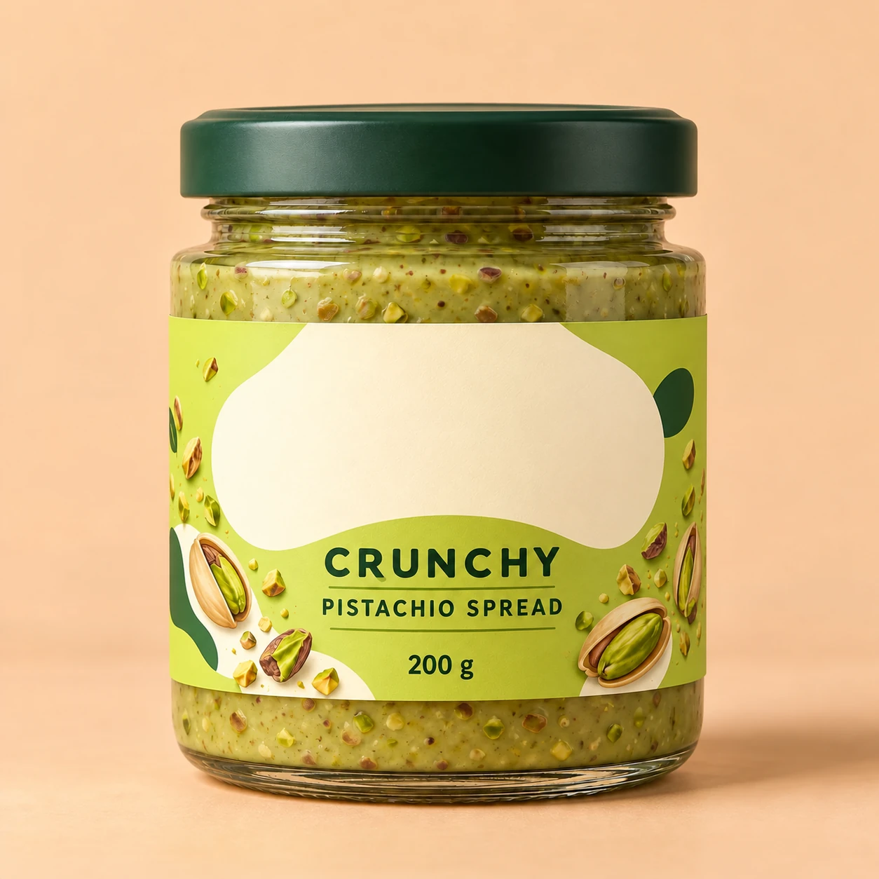 Crunchy Pistachio Spread mockup with the supplied Pistakio logo